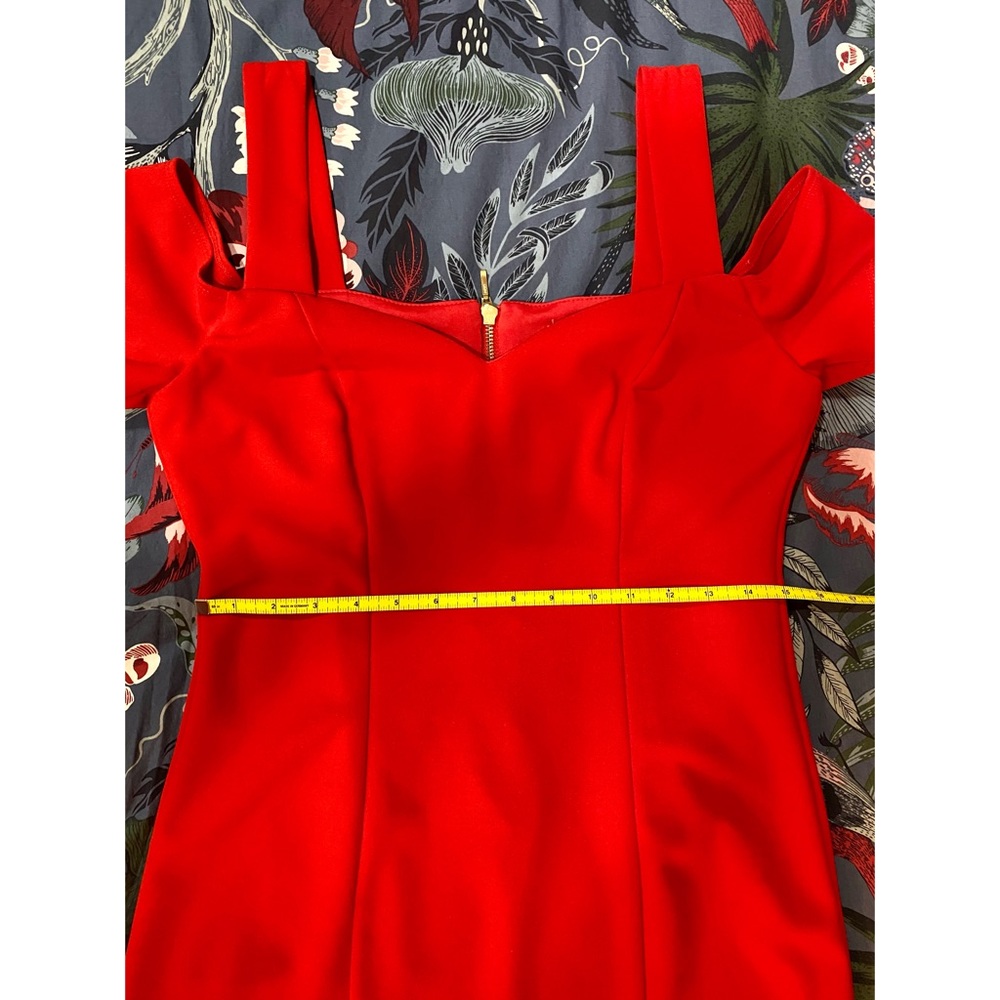 Bisou-Bisou Red Midi Body-con Cocktail Dress Size 10 - Picture 7 of 10